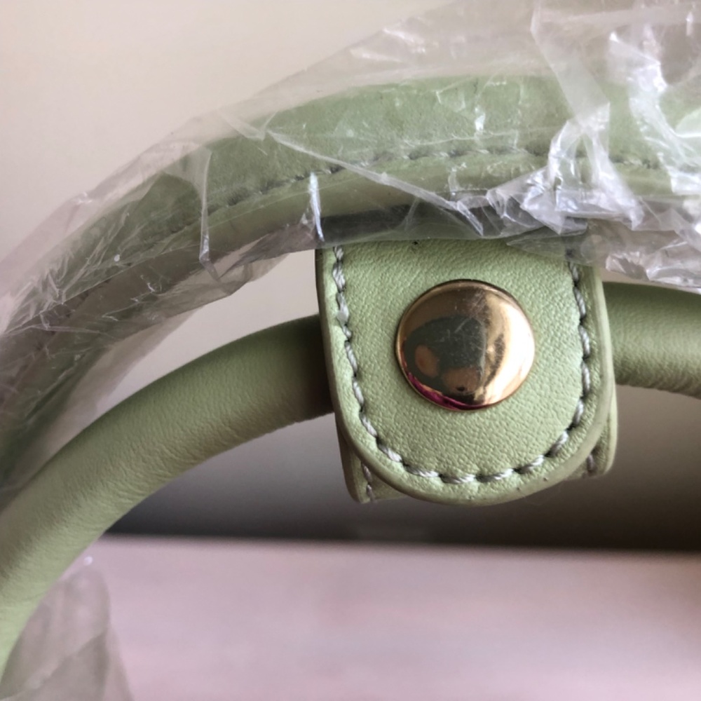 Sale! New Sharif Celadon Green Genuine Leather Embroidered Floral Bag - Picture 4 of 13